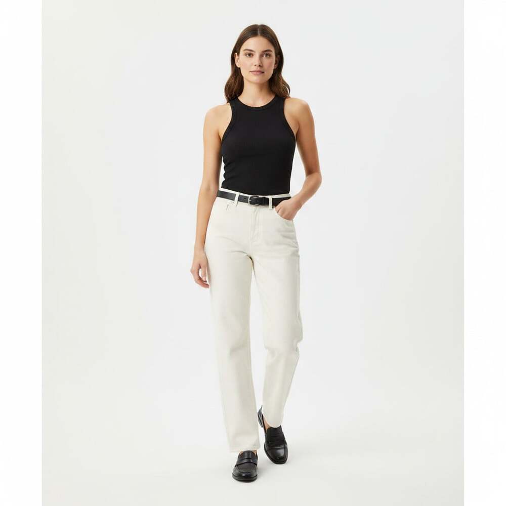 Zara White Wide-Leg Jeans Silver Studded Back Pockets Women's Size 6